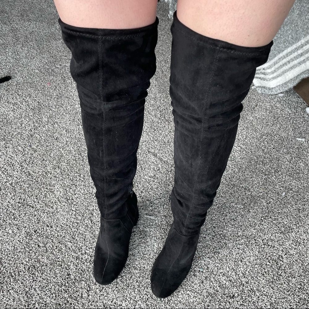 Christian Siriano Black Over The Knee Heeled Boots